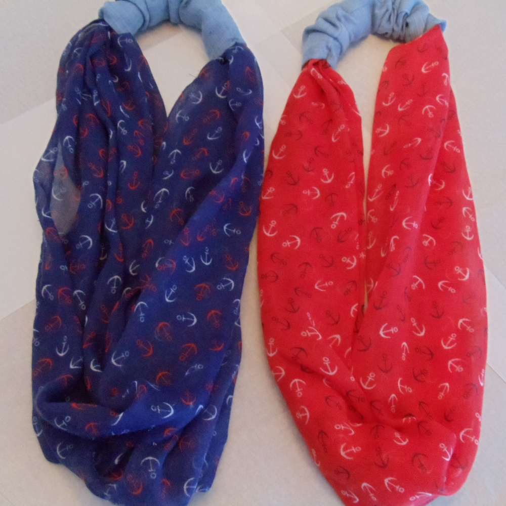 Two Patriotic Print Scarves/Cowl Necks NWOT UNIQUE